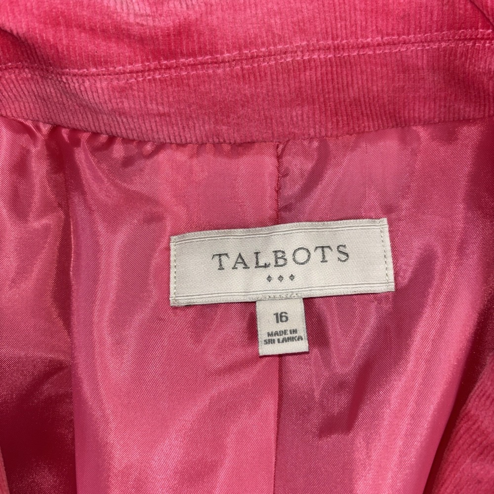 Talbots Corduroy Blazer Women's 16 Barbie‎ Pink Button Classic Preppy Minimalist - Picture 6 of 11